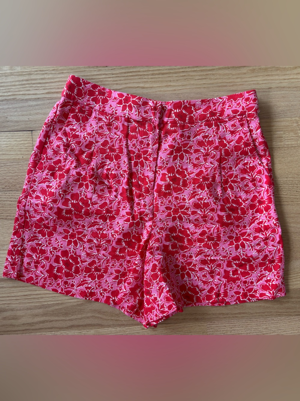 J. Crew Pink and Red Floral Bermuda linen Shorts
